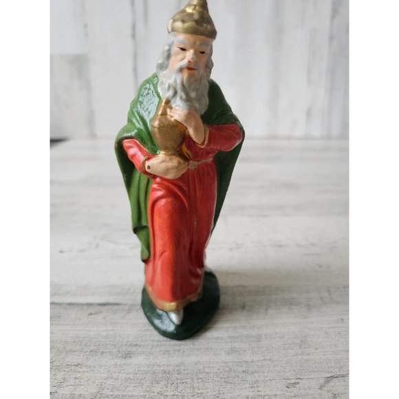 Vintage Germany Wiseman paper mache incense nativity figurine stable Xmas decor - Picture 5 of 10